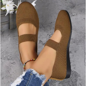 Xajzpa Women Flats Shoes Slip on Foldable Loafers for Women Square Toe Single Shoes Hollow Out Fashion Mom Casual Shoes for Ladies